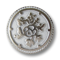 www.Knopfparadies.de - 0576ws - Weiß silberne Metallknöpfe mit Blumen Muster www.Knopfparadies.de - 0576ws - Weiß silberne Metallknöpfe mit Blumen Muster