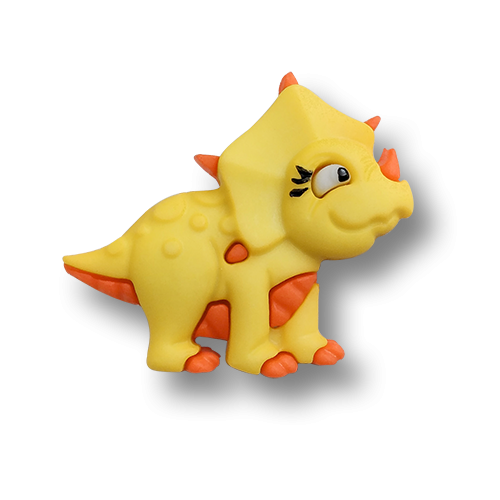 www.knopfparadies.de - 6175tr - Zuckersüße, bunte Kinderknöpfe: Dino / Triceratops