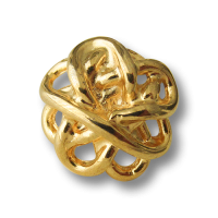 Metall Ösen Knopf wie verschlungener Knoten in glänzend Goldfarben Metall Ösen Knopf wie verschlungener Knoten in glänzend Goldfarben