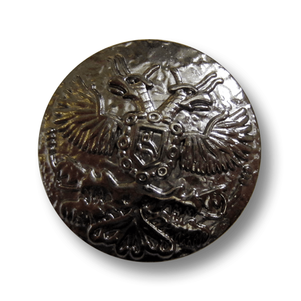 Imposanter Wappen Metall Knopf mit Doppelkopf Adler
