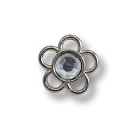www.knopfparadies.de - 6636si - Silberfarbene Blüten mit Glitzerstein www.knopfparadies.de - 6636si - Silberfarbene Blüten mit Glitzerstein