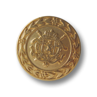 Edler Metall Ösen Knopf mit Wappen Relief in matt Goldfarben Edler Metall Ösen Knopf mit Wappen Relief in matt Goldfarben