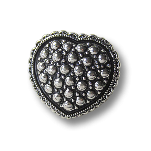 10 Herz-Knöpfe Aus Metall - Silber 14mm Für Dirndl & Tracht