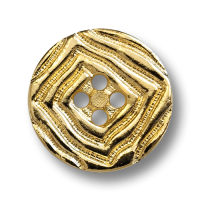 Glänzend goldfarbene, leichte Kunststoffknöpfe mit Riffelmuster - 4-Loch-Befestigung Glänzend goldfarbene, leichte Kunststoffknöpfe mit Riffelmuster - 4-Loch-Befestigung