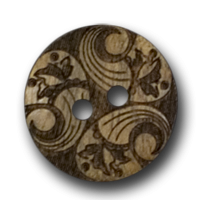 Wunderschön gemusterter echter Holzknopf