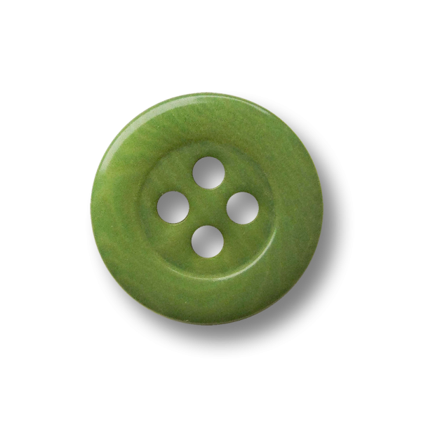 Kleiner grün gemaserter Vierloch Knopf aus Steinnuss