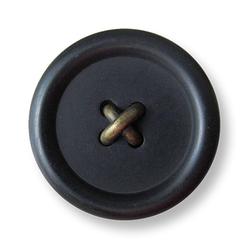 Kunststoffknopf in Schwarz mit messingfarbener Metall Applikation