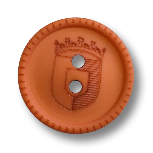 www.knopfparadies.de - 4672te - Terracottafarbene Wappenknöpfe mit zwei Knopflöchern