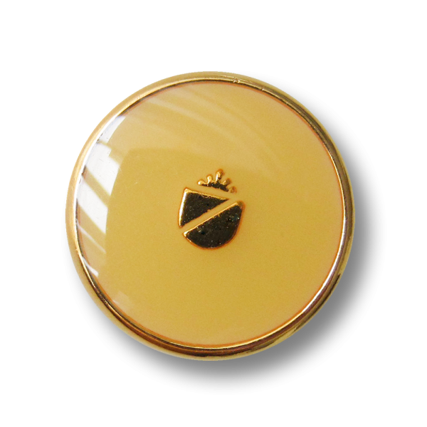 Metall Ösen Knopf mit Wappen in glänzend Gelb und Goldfarben