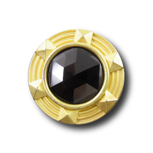 5 Kunststoff Knöpfe RESTPosten – [schwarz-gold] – [20,3mm] – [Ösenbefestigungl]