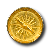 Goldfarbener Metallknopf wie Kompass Goldfarbener Metallknopf wie Kompass