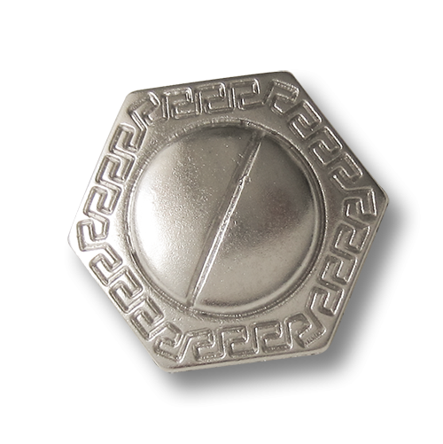 Sechseckiger Metall Ösen Knopf in Silberfarben