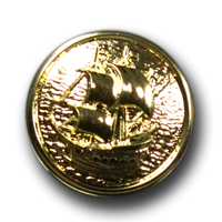 Goldfarbener Knopf mit Segelschiff Goldfarbener Knopf mit Segelschiff
