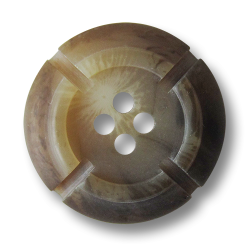 www.Knopfparadies.de - 3018br - Edle braun melierte Kunststoffknöpfe in Büffelhorn Optik