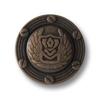 Imposante bronzefarbene Metall Ösen Knöpfe mit Wappen, Flügeln & Schrauben Imposante bronzefarbene Metall Ösen Knöpfe mit Wappen, Flügeln & Schrauben