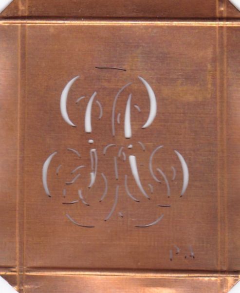 www.knopfparadies.de - PA-sch-770 - Wäsche-Schablone Sticken Monogramm Stickvorlage PA