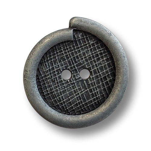 www.knopfparadies.de - 4496ei - Eisenfarbene Metallknöpfe mit zwei Löchern und versetztem Rand