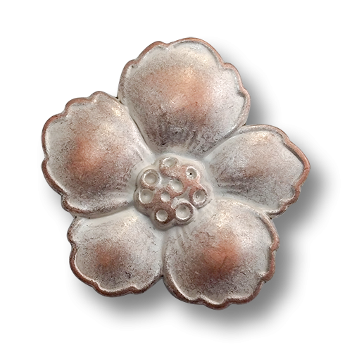 www.knopfparadies.de - 1624ks - Umwerfend schöne Blütenknöpfe, kupferfarben, silber patiniert