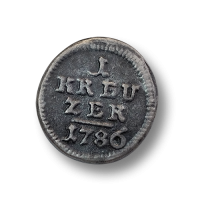 www.knopfparadies.de - j057ei - Historisch anmutende Münzknöpfe aus Metall: 1 Kreuzer www.knopfparadies.de - j057ei - Historisch anmutende Münzknöpfe aus Metall: 1 Kreuzer