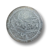 Silberfarbene Metallknöpfe mit interessantem Paläontologie-Muster Silberfarbene Metallknöpfe mit interessantem Paläontologie-Muster