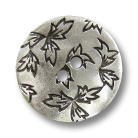 Gebogener Zweiloch Metall Knopf mit Blätter Motiv Gebogener Zweiloch Metall Knopf mit Blätter Motiv