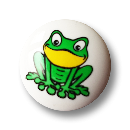 www.knopfparadies.de - k658 - Süsse Kinderknöpfchen mit Frosch Motiv