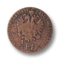 www.knopfparadies.de - cu - Historische Münzknöpfe: Österreichische 1/4 Florin mit Doppelkopfadler www.knopfparadies.de - cu - Historische Münzknöpfe: Österreichische 1/4 Florin mit Doppelkopfadler