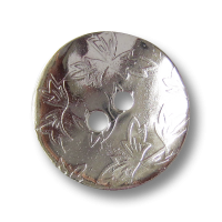 Gebogener Zweiloch Metall Knopf mit Blätter Motiv Gebogener Zweiloch Metall Knopf mit Blätter Motiv