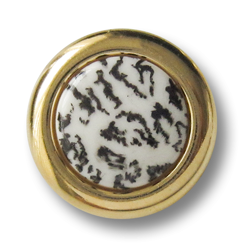 www.knopfparadies.de - 2505go - Kunststoffknöpfe mit Animal Print und goldfarbenem Rand