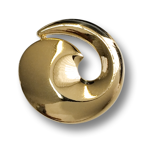 www.knopfparadies.de - 3903go - Glänzend goldfarbene Kunststoffknöpfe in Spiralform
