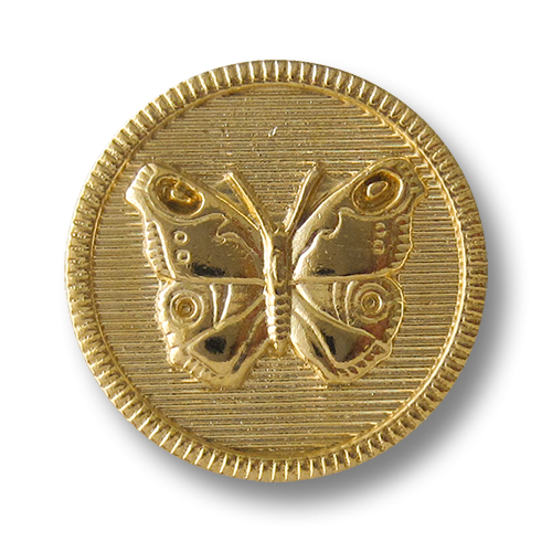 www.Knopfparadies.de - 0233gg - Süße goldene Metallknöpfe mit Schmetterling