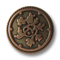 www.Knopfparadies.de - 0576mk - Kupfer messingfarbene Metallknöpfe mit Blumen Muster www.Knopfparadies.de - 0576mk - Kupfer messingfarbene Metallknöpfe mit Blumen Muster
