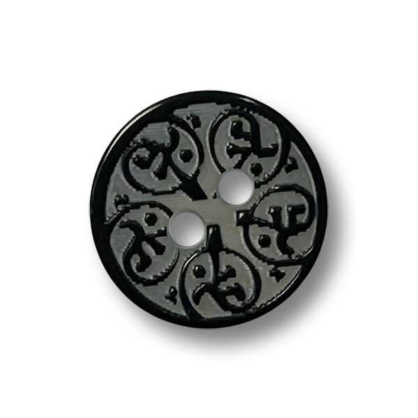 www.knopfparadies.de - 5668sc - Blusenknöpfe mit feinen schwarzen Ornamenten