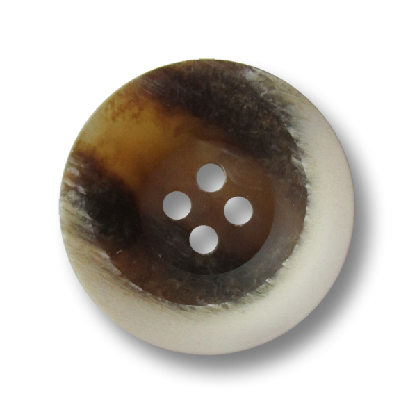 Großer Vierloch Kunststoff Knopf mit weißem Halbmond