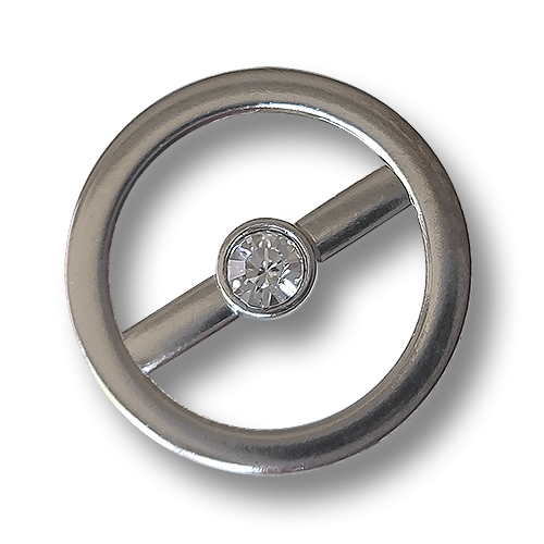 www.knopfparadies.de – 0505si – silberfarbene Designerknöpfe aus Metall mit facettiertem Glitzerstein