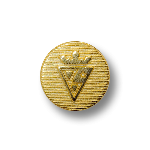 www.knopfparadies.de - 3961go - Kleine, goldfarbene Metallknöpfe mit gekröntem Wappen