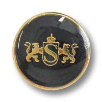 Dunkelblau grün goldfb. Metall Wappen Knopf mit Löwen Dunkelblau grün goldfb. Metall Wappen Knopf mit Löwen