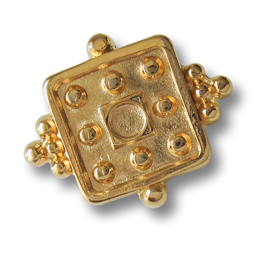 www.Knopfparadies.de - 0853go - Phantasievolle viereckige Metallknöpfe in Gold