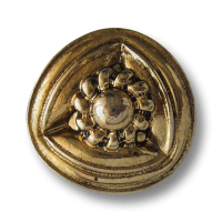 www.Knopfparadies.de - 1605ag - Dreieckige metallic goldfarbene Kunststoffknöpfe mit Blume www.Knopfparadies.de - 1605ag - Dreieckige metallic goldfarbene Kunststoffknöpfe mit Blume