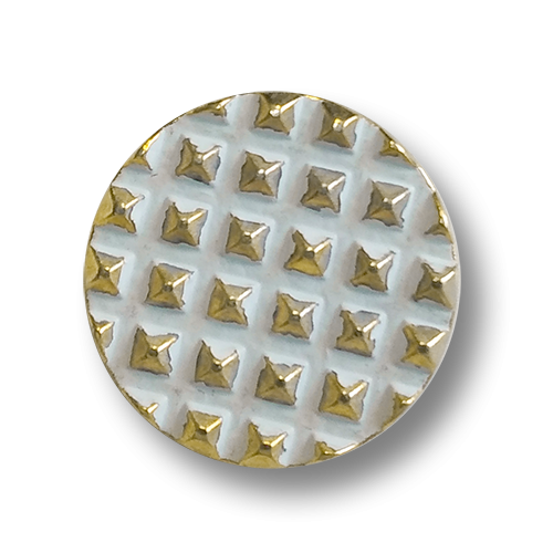 www.knopfparadies.de - 2685gw - Mantelknöpfe mit Waffeleisenmuster, weiß-gold