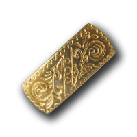 Rechteckiger Metall Ösen Knopf mit filligranem Muster Rechteckiger Metall Ösen Knopf mit filligranem Muster