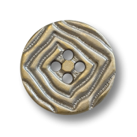 Matt silber- bis messingfarbene, leichte Kunststoffknöpfe mit Riffelmuster - 4-Loch-Befestigung Matt silber- bis messingfarbene, leichte Kunststoffknöpfe mit Riffelmuster - 4-Loch-Befestigung