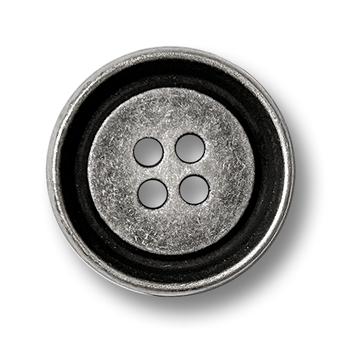 www.knopfparadies.de - d322as - Schwere Metallknöpfe Vintage Vertiefung 4-Loch