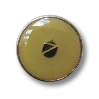 Metall Knopf mit Wappen mit Öse in glänzend Hellgrün und Silberfarben Metall Knopf mit Wappen mit Öse in glänzend Hellgrün und Silberfarben