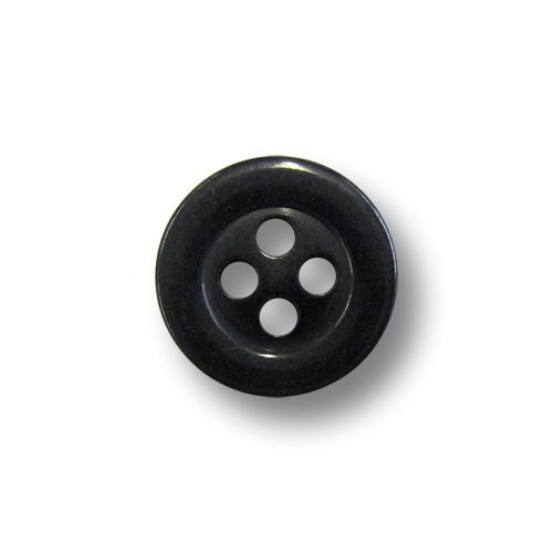 www.Knopfparadies - 5953sc - Attraktive kleine schwarz glänzende Kunststoffknöpfe mit vier Knopflöchern