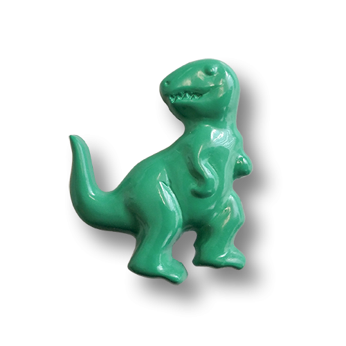 www.knopfparadies.de - 6496gn - Grüne Kinderknöpfe: T-Rex