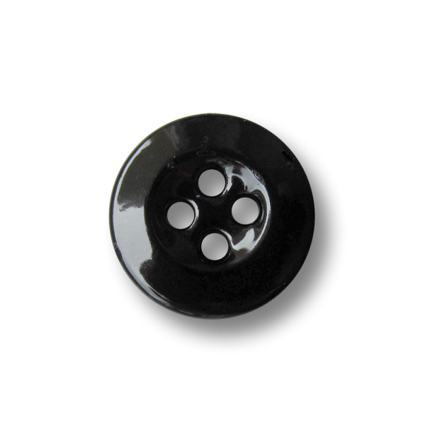 Klassischer schwarz lackierter Vierloch Blech Knopf