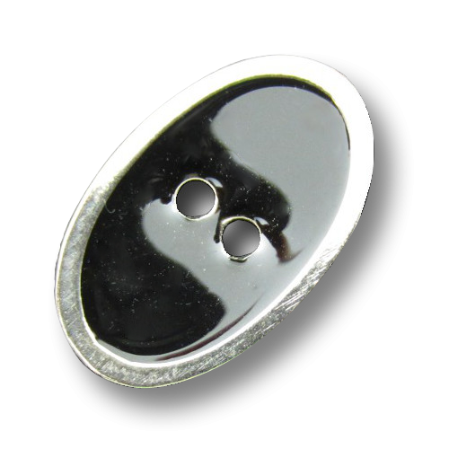 Ovaler, silber-schwarzer formvollendeter Zweilochknopf