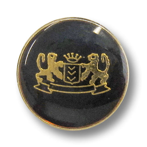 www.Knopfparadies.de - 0911gs - Elegante Motivknöpfe mit Wappen in Schwarz & Gold / B-WARE