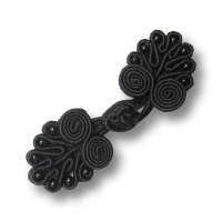 Bildschöner schwarzer Posamenten Verschluss mit Perlen Bildschöner schwarzer Posamenten Verschluss mit Perlen